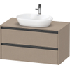 Duravit ketho 2 meuble sous lavabo avec plaque de console et 2 tiroirs 100x55x56.8cm avec poignées anthracite lin mat SW772070