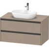 Duravit Ketho.2 Wastafelonderbouwkast - inclusief consoleplaat - met 2 laden - 100x55x56.8cm - met handgrepen antraciet - linnen mat SW772070