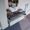 MONDIAZ ALAN - DLUX Badkamermeubelset - 120cm - onderkast - Clay - 2 lades - vrijhangende wastafel - wasbak midden - 0 kraangaten - Lava SW809050