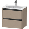 Duravit Ketho.2 Wastafelonderbouwkast - met 2 laden - 61x39x54.9cm - met grepen antraciet - linnen mat SW771806