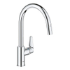 Grohe start curve Robinet de cuisine - monotrou - bec rehaussé rotatif extractible - saillie 21.5cm - poignée fermée - Chrome SW924873