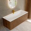 MONDIAZ KURVE-DLUX 120cm Meuble salle de bain - couleur Walnut - 1 tiroir - vasque BIG LARGE centre - 1 trou de robinet - couleur Ostra SW1137878