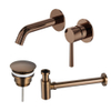 Fortifura Calvi Slim Wastafelkraanset - inbouw wastafelkraan - always open plug - verlaagde design - sifon - PVD - geborsteld koper SW1079956