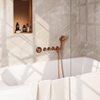 Robinet de baignoire encastré Brauer Copper Edition - ensemble de douche - sortie de 20 cm - avec partie encastrable - 3 boutons lisses - douchette ronde 3 positions - PVD - cuivre brossé SW374501