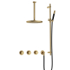 Hotbath Cobber IBS70 Regendoucheset - inbouw - 30cm plafondarm - 30cm ronde hoofddouche - staafhanddouche - glijstang - geborsteld messing goud SW677665
