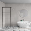 Aqua Vista Triple Paroi latérale - 90x200 cm - incl. barre murale - verre clair - noir mat SW969908