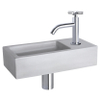 Differnz Ravo fonteinset – 38.5x18.5x9 cm – beton licht grijs – gebogen chromen kraan met kruisgreep SW705512