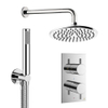 Crosswater MPRO Ensemble de douche de tête encastré - 2 poignées - pommeau de douche 20 cm - douchette à main - bras mural - chrome SW1472607