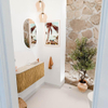 Mondiaz JOYA-DLUX 91.6cm toiletmeubel - ronding links kleur Oak - Wastafel FAYE positie Rechts 1 kraangat kleur Frappe. SW1421905