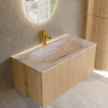 MONDIAZ KURVE-DLUX 90cm badmeubel kleur Oak met 1 lade en 0 deuren. Wastafel BIG SMALL Midden 1 kraangat Nata. SW1432096