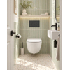 Pack WC QeramiQ Dely Swirl Compact - réservoir encastrable Geberit UP320 - avec bâti-support Burda - abattant slim - plaque de commande en plastique anthracite mat - boutons ronds - blanc mat SW1595649