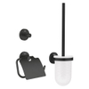 Grohe Start Accessoireset 3-in-1 - closetborstelgarnituur met mat glazen inzet - closetrolhouder met klep - handdoekhaak - matte black (mat zwart) SW1126934