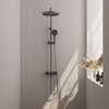 BRAUER Gunmetal Carving ensemble de douche pluie apparent – douche de tête Ø 30 cm – barre de douche – douchette ronde – barre de douche 145 cm SW1164662