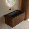 MONDIAZ KURVE Meuble de salle de bains 80 cm couleur Walnut avec 1 tiroir. Lavabo BIG SMALL central sans trou de robinet Urban. SW1138486