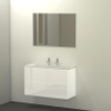 Qisani Slim badmeubelset 100x40x62 met spiegel met softclose wit hoogglans 2 kraangaten SW276970 Qisani Slim badmeubelset 100x40x62 met spiegel met softclose wit hoogglans 2 kraangaten SW276970
