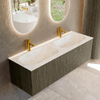 Mondiaz KURVE-DLUX Ensemble de meubles de salle de bains - 140x46x40cm - 2 tiroirs - vasque solid surface - double - 2 trous de robinet - Shadow SW1414505