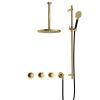 Hotbath Cobber IBS70 Regendoucheset - inbouw - 30cm plafondarm - 20cm ronde hoofddouche - 3 standen handdouche - glijstang - PVD - geborsteld messing (goud) SW677684