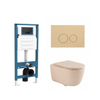 QeramiQ Dely Swirl Toiletset - inbouwreservoir Qeramiq Flush - slim zitting - kunststof beige bedieningsplaat - ronde knoppen - beige SW1578374