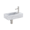 Saniclass Fuente pack lave-mains – rectangulaire – 40 x 22 x 10 cm – pierre naturelle blanche – robinet inox SW1111496