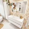 MONDIAZ VICA Meuble de salle de bains 120cm sous-meuble Talc 2 tiroirs. Lavabo CLOUD central sans trou de robinet, couleur Talc. SW1381895