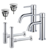 Fortifura Calvi Kit robinet lavabo - pour double vasque - robinet bas - bonde non-obturable - siphon design - Chrome brillant SW915290