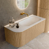 MONDIAZ KURVE 105cm Meuble salle de bain avec module 25 G - couleur Oak - 1 tiroir - 1 porte - vasque BIG SMALL droite - sans trous de robinet - Talc SW1138169