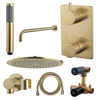 Adema Shower Set de douche à encastrer douche de tête 30cm avec bras mural complet laiton brossé (or) SW519673 Adema Shower Set de douche à encastrer douche de tête 30cm avec bras mural complet laiton brossé (or) SW519673