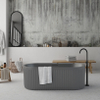 Ideavit Archtec Baignoire îlot - 170x75x60cm - Rock Texture - avec trop-plein - bonde clic clac - pieds réglables - Gris SW1220452