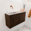 Mondiaz JOYA-DLUX 81.6cm toiletmeubel - ronding rechts kleur Walnut - Wastafel FAYE positie Links Zonder kraangat kleur Glace. SW1422398