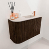 Mondiaz JOYA-DLUX 61.6cm toiletmeubel - ronding links kleur Walnut - Wastafel FAYE positie Rechts 1 kraangat kleur Nata. SW1424505