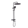 Fortifura Calvi Ensemble de douche à effet pluie - thermostatique - douche de tête 30 cm - flexible métallique - douchette ronde - bec baignoire pivotant - noir mat SW1592492
