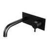BRAUER Black Edition Wastafelmengkraan inbouw - gebogen uitloop links - hendel kort smal - inclusief inbouwdeel - afdekplaat - model B 1 - mat zwart SW385404