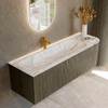 Mondiaz KURVE-DLUX Badkamermeubelset - 145x46x40cm - 1 lade - 1 deur - wastafel solid surface - links - 1 kraangat - Shadow SW1414594
