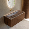 MONDIAZ KURVE-DLUX Meuble de salle de bains 100cm couleur Walnut avec 1 tiroir et 0 porte. Lavabo BIG MEDIUM Milieu sans trou de robinet Sombra. SW1433658