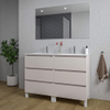 Saniclass Chaci PLUS Meuble de salle de bain - 120x86x46cm - lavabo en céramique blanc - 2 vasques - 2 trous de robinet - 6 tiroirs - miroir rectangulaire - mat cotton (beige) SW1182413