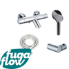 FugaFlow Eccelente Sobrado Robinet de baignoire thermostatique avec douchette ronde, support et flexible lisse Chrome SW1124124