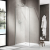 Fortifura Galeria Paroi de douche à l'italienne - 90x200cm - paroi en verre arrondie - verre transparent - barre de fixation murale - blanc mat SW1419884
