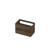 INK Wastafelonderkast - 80x45x52cm - 2 lades - greeploos - met houten keerlijst - MDF - Chocolate SW450715