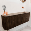 Mondiaz JOYA-DLUX 111.6cm toiletmeubel - ronding links kleur Walnut - Wastafel FAYE positie Rechts Zonder kraangat kleur Arena. SW1424359