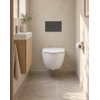 Pack WC QeramiQ Dely Swirl Compact - réservoir encastrable Geberit UP320 - avec bâti-support Burda - abattant slim - plaque de commande en pierre naturelle marbre foncé - boutons ronds - blanc mat SW1595653