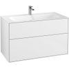 Villeroy & Boch Finion meuble de sous-lavabo - avec 2 tiroirs et 99.6x59.1x49.8cm - pour lavabo-meuble 4164 AO/A2/AB/A1 blanc brillant SW106677