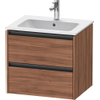 Duravit Ketho.2 Wastafelonderbouwkast - met 2 laden - 61x48x55cm - met grepen antraciet - noten mat SW773101