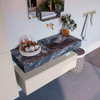 MONDIAZ ALAN - DLUX Ensemble de meuble de salle de bains - 110cm - meuble bas - Linen - 1 tiroir - lavabo suspendu - vasque à droite - 0 trous de robinet - Lava SW808192