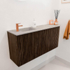 Mondiaz JOYA-DLUX 91.6cm toiletmeubel - ronding rechts kleur Walnut - Wastafel FAYE positie Links 1 kraangat kleur Glace. SW1422390
