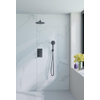 Fortifura Calvi Ensemble de douche pluie encastrable - thermostatique - bras mural - pommeau 25cm - douchette ronde - flexible lisse - Noir mat SW1233155