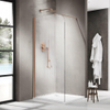 Fortifura Galeria Paroi de douche à l'italienne - 90x200cm - paroi arrondie - gauche - verre nervuré - barre de fixation murale - cuivre brossé PVD SW1420743