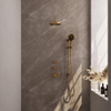 BRAUER Gold Edition ensemble de douche pluie encastré – douche de tête Ø 20 cm – bras mural courbé 40 cm – douchette ronde – barre de douche 70 cm SW547677