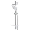 GROHE Rainshower Smartactive 130 Cube Ensemble barre de douche - 60cm - douchette à main carrée - 3 types de jets - flexible de douche lisse - avec porte-savon - chrome SW452828