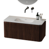 Royal Plaza Terra Edge Badkamermeubelset - 100x44.7x46cm - solid surface wastafel wit mat - 1 wasbak - zonder kraangaten - 2 lades - kastanje (walnoot) SW1471915