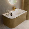 Mondiaz KURVE-DLUX Ensemble de meuble de salle de bains - 85x46x40cm - 1 tiroir - 1 porte - vasque solid surface - droite - 1 trou de robinet - Dusk SW1415450